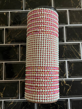Load image into Gallery viewer, White &amp; Pink Rhinestones Stripes
