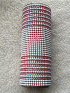 White & Pink Rhinestones Stripes